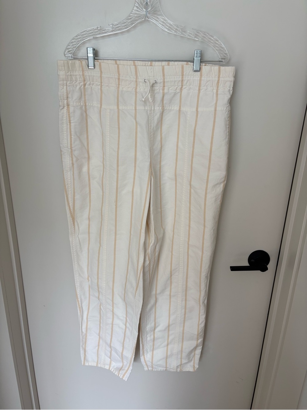 VNTG Perry Ellis America Men’s Cream Pants Tan Stripes Cotton Beach Boat Resort